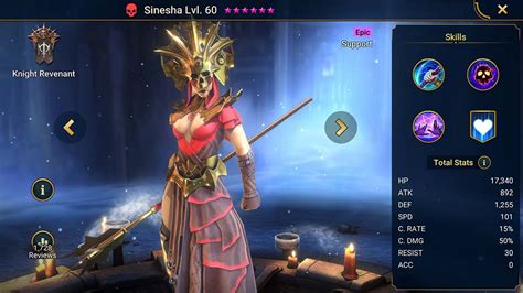 Sinesha raid - Sinesha brings a healing ability as well which means she has fantastic utility for Faction Wars in a faction short of healers. Sinesha's strongest area of the game is the Arena, especially when ...